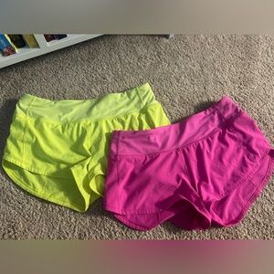 SONIC PINK AND NEON YELLOW SIZE 4 REG LULU SHORTS